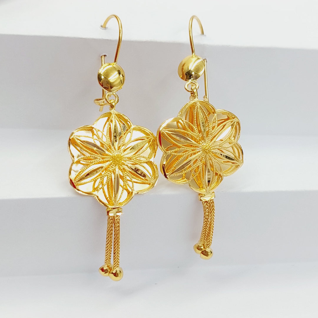 21K Gold Kuwaiti Earrings by Saeed Jewelry - Image 4