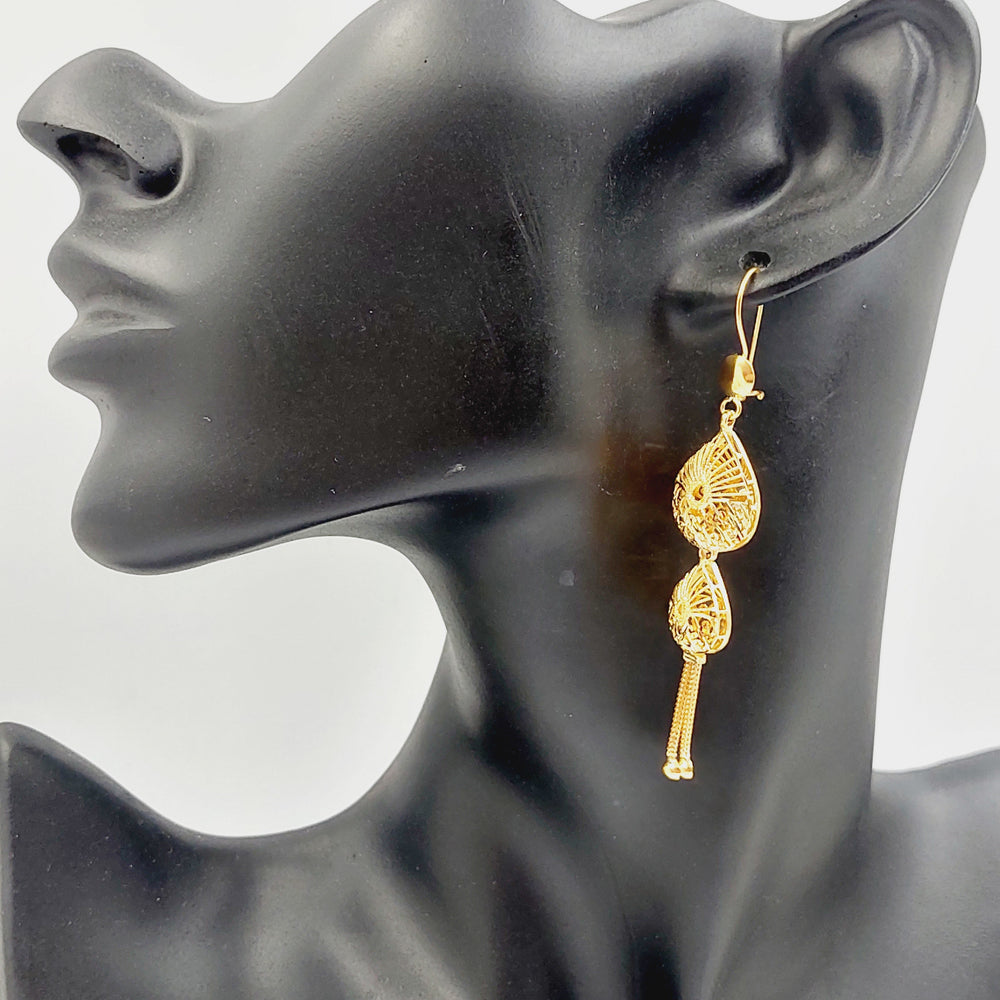 21K Gold Kuwaiti Earrings by Saeed Jewelry - Image 2