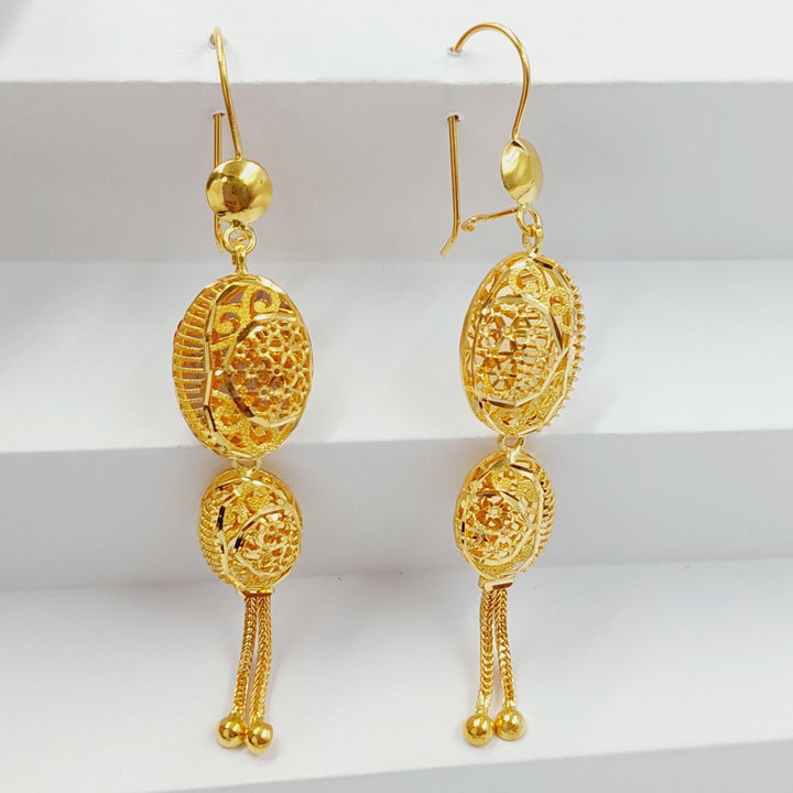 21K Gold Kuwaiti Earrings by Saeed Jewelry - Image 4