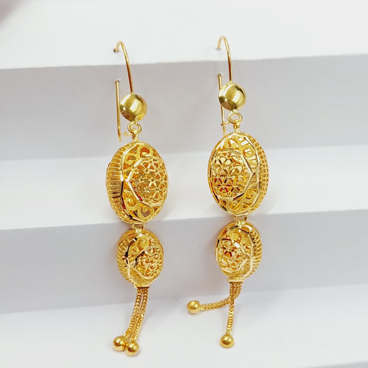 21K Gold Kuwaiti Earrings by Saeed Jewelry - Image 1