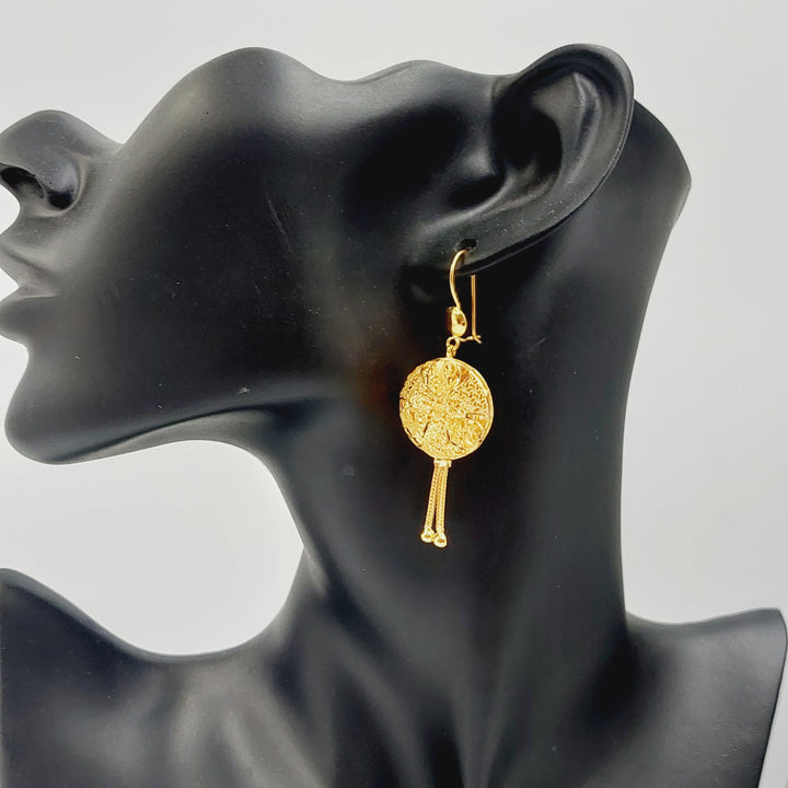 21K Gold Kuwaiti Earrings by Saeed Jewelry - Image 2