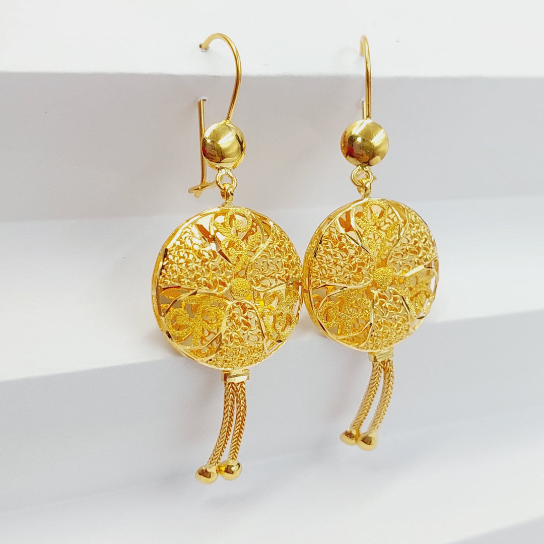 21K Gold Kuwaiti Earrings by Saeed Jewelry - Image 4