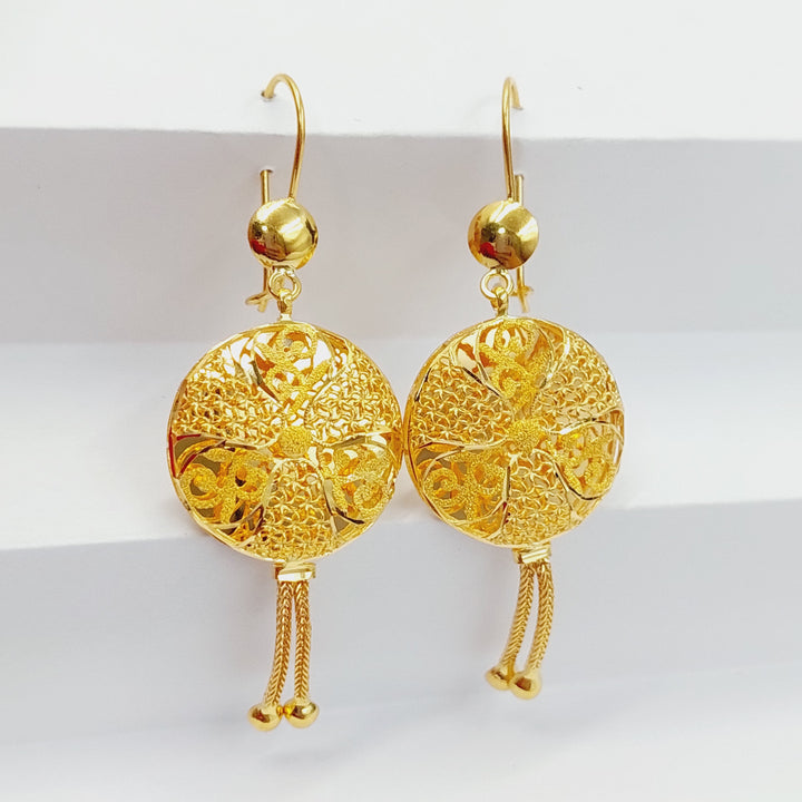 21K Gold Kuwaiti Earrings by Saeed Jewelry - Image 1