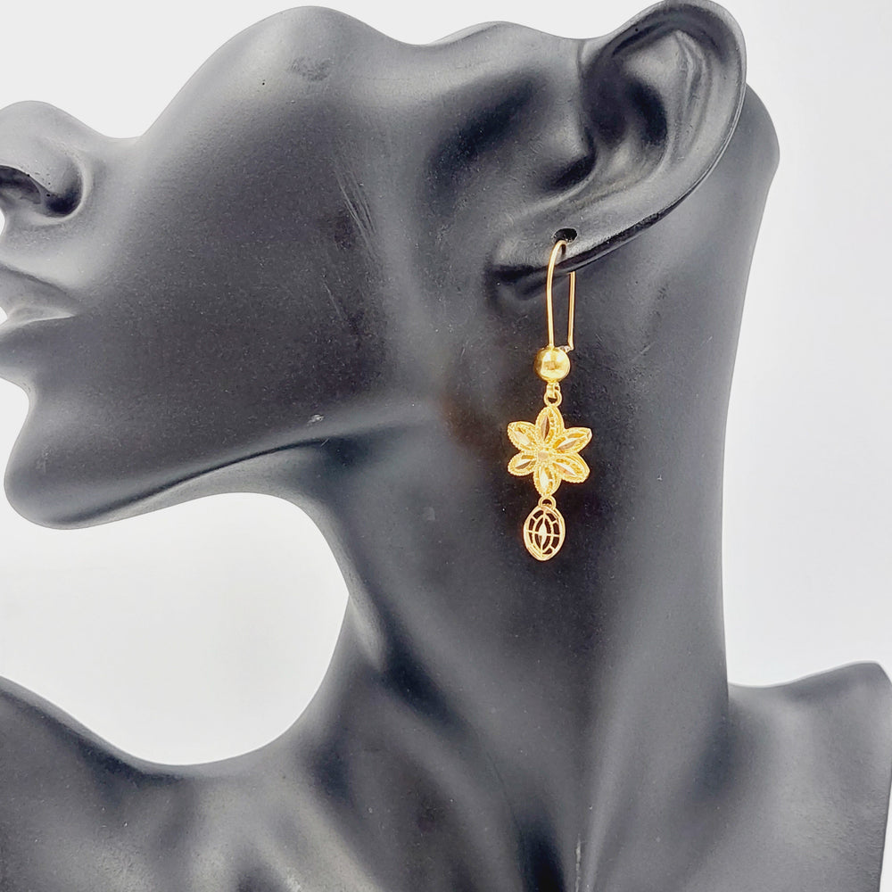 21K Gold Kuwaiti Earrings by Saeed Jewelry - Image 2