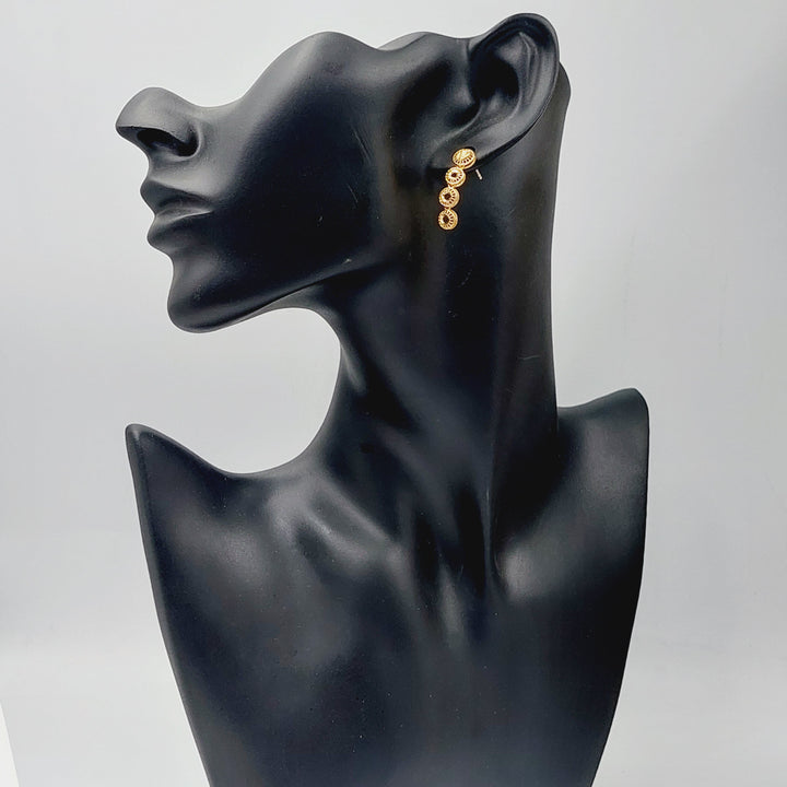 21K Gold Kuwaiti Earrings by Saeed Jewelry - Image 3