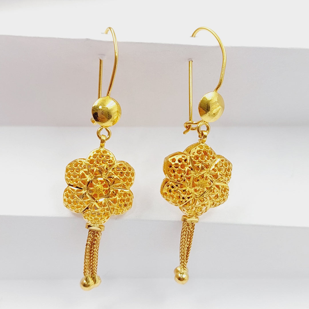 21K Gold Kuwaiti Clover Earrings by Saeed Jewelry - Image 1