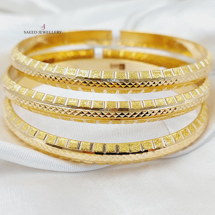 Laser Engraved Bangle  Made Of 21K Yellow Gold by Saeed Jewelry-29961