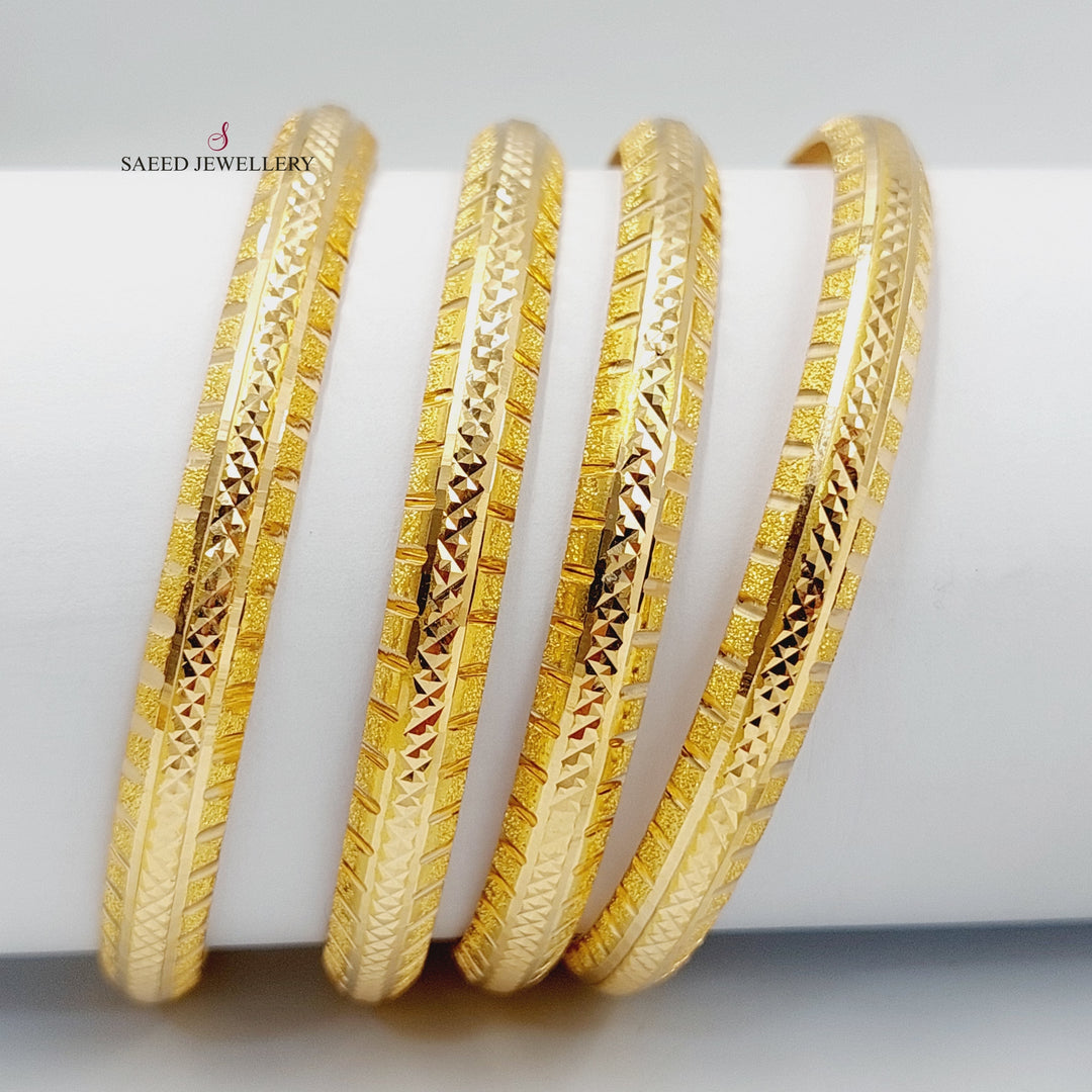 Laser Engraved Bangle  Made Of 21K Yellow Gold by Saeed Jewelry-29961