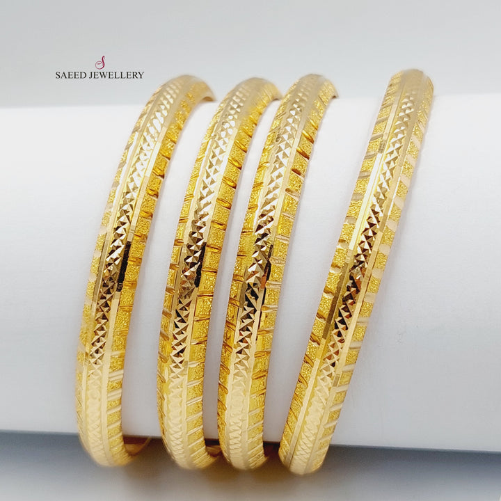 Laser Engraved Bangle  Made Of 21K Yellow Gold by Saeed Jewelry-29961