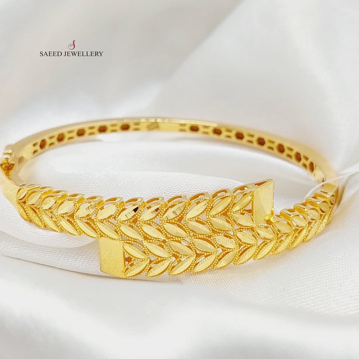 21K Gold Leaf Bangle Bracelet by Saeed Jewelry - Image 3