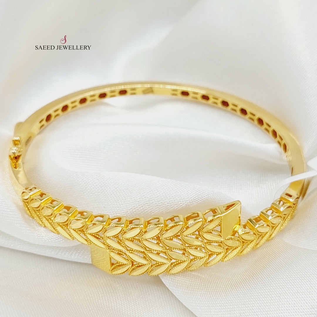 21K Gold Leaf Bangle Bracelet by Saeed Jewelry - Image 5