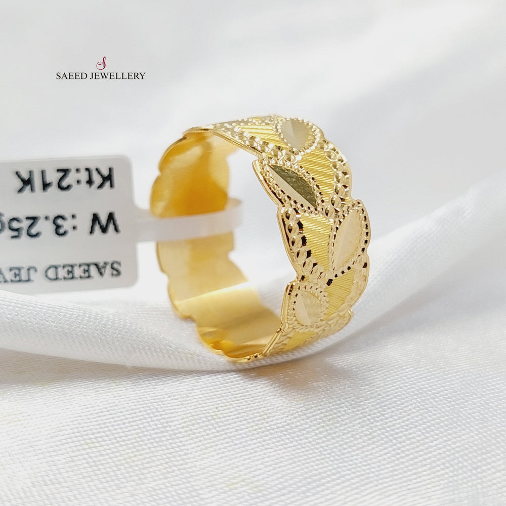 21K Gold Leaf CNC Wedding Ring by Saeed Jewelry - Image 2