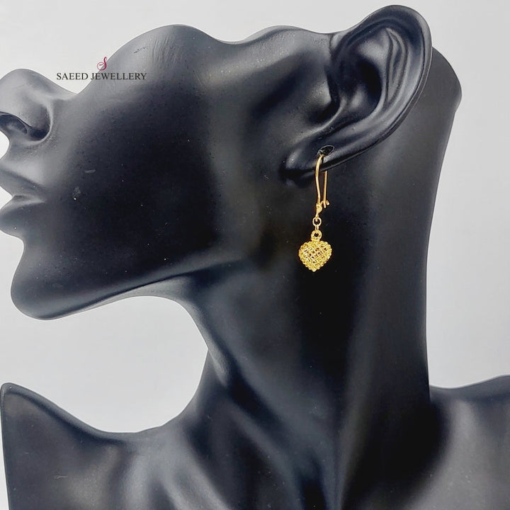 21K Gold Light Heart Earrings by Saeed Jewelry - Image 2