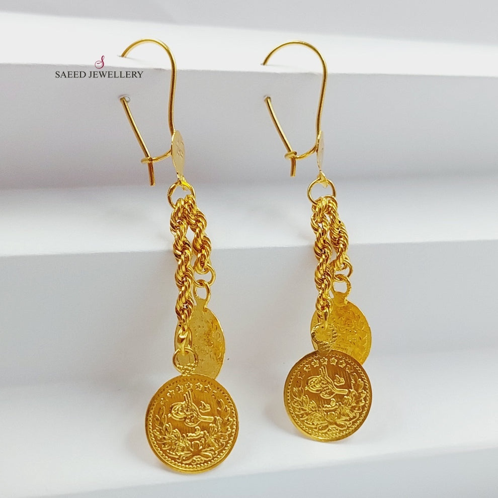 21K Gold Lirat Rashadi Rope Earrings by Saeed Jewelry - Image 5