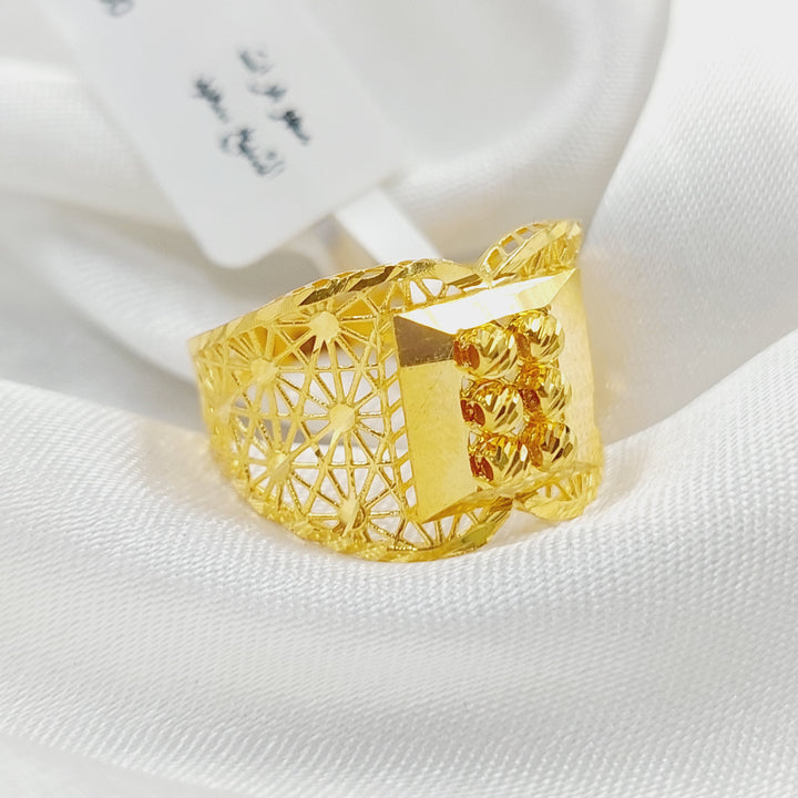 21K Gold Luxury Engraved Ring by Saeed Jewelry - Image 4