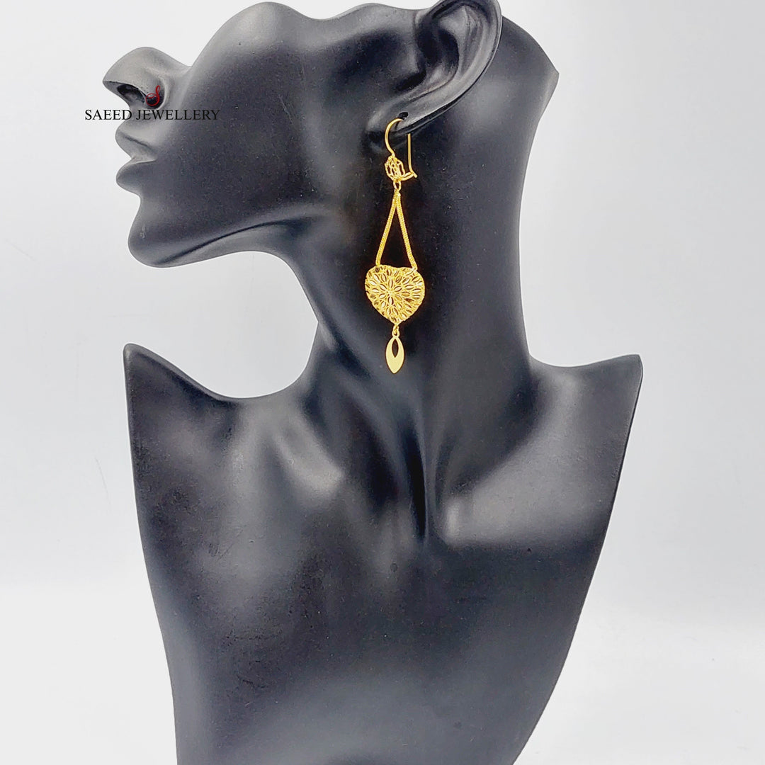 21K Gold Luxury Heart Earrings by Saeed Jewelry - Image 3