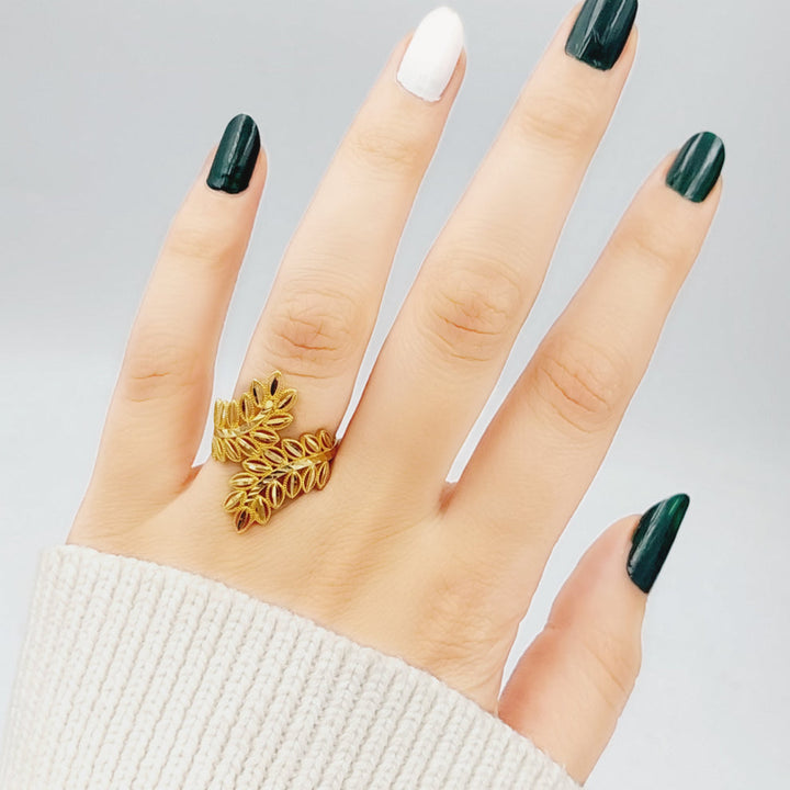 21K Gold Luxury Leaf Ring by Saeed Jewelry - Image 1