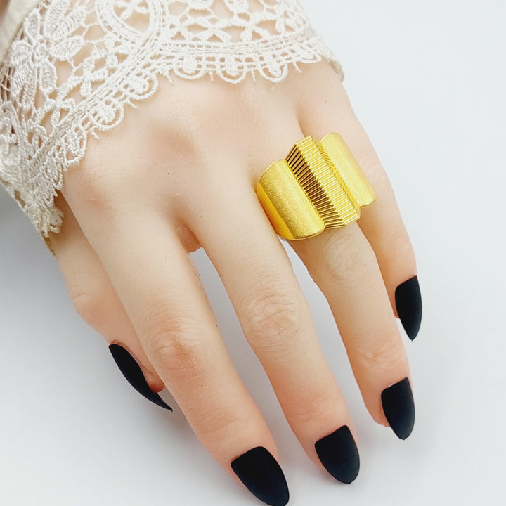 21K Gold Luxury Pyramid Ring by Saeed Jewelry - Image 2