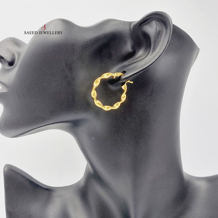 21K Gold Luxury Hoop Earrings by Saeed Jewelry - Image 3