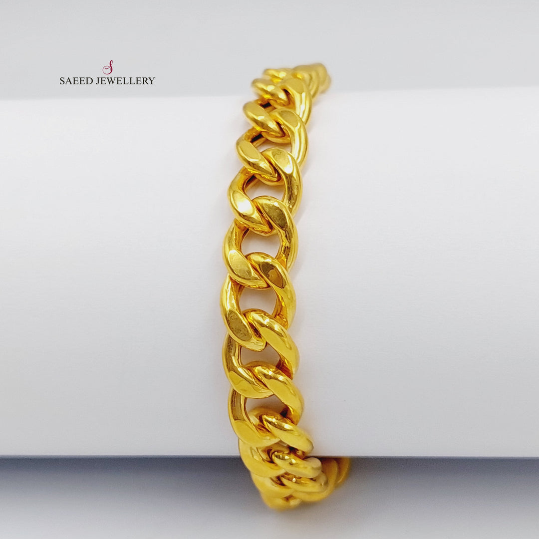 21K Gold Medium Thickness Cuban Links Bracelet by Saeed Jewelry - Image 3