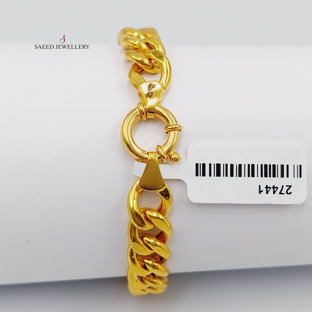 21K Gold Medium Thickness Cuban Links Bracelet by Saeed Jewelry - Image 4