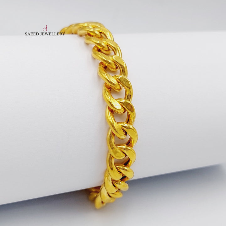 21K Gold Medium Thickness Cuban Links Bracelet by Saeed Jewelry - Image 1