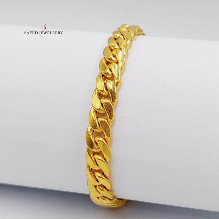 21K Gold Medium Thickness Cuban Links Bracelet by Saeed Jewelry - Image 6