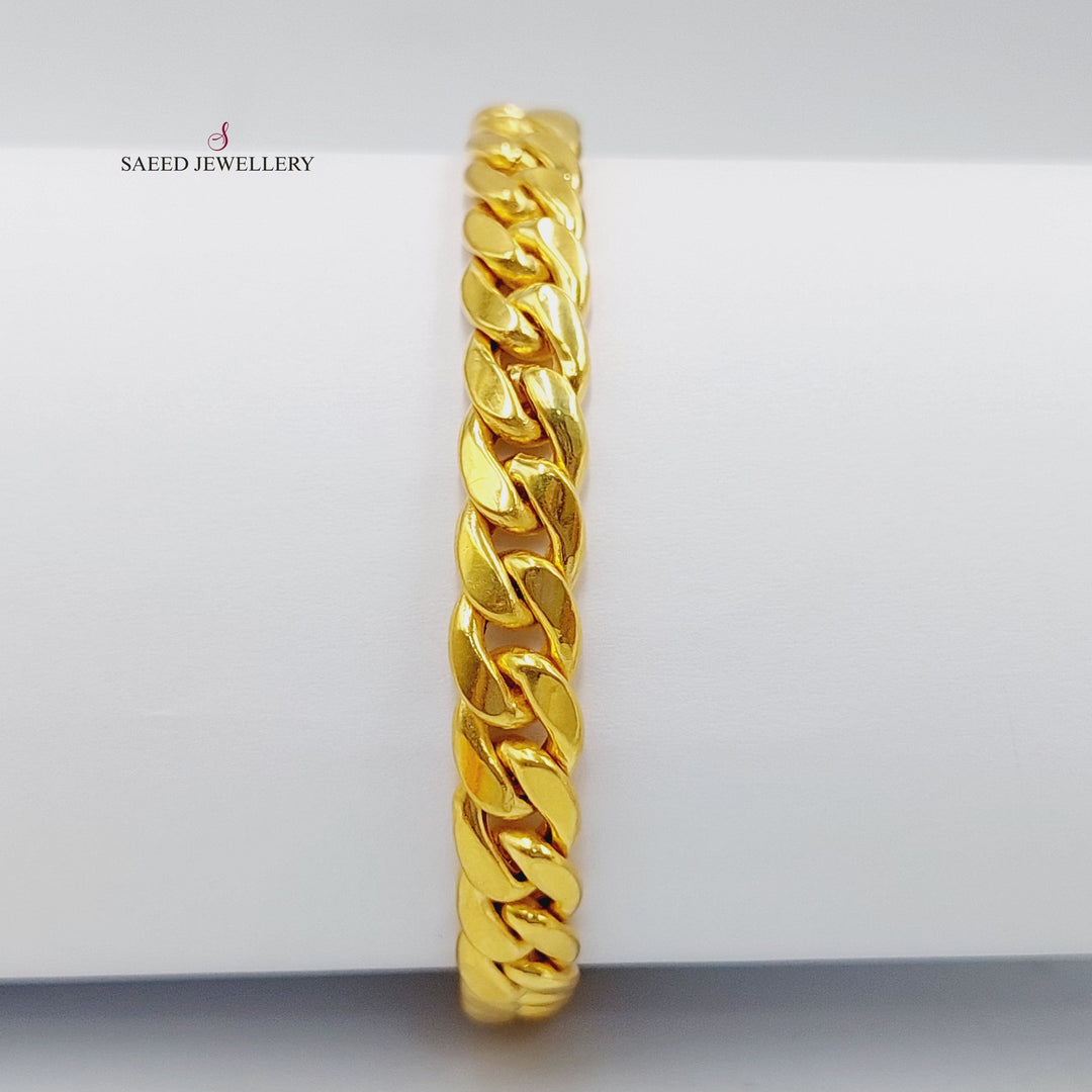 21K Gold Medium Thickness Cuban Links Bracelet by Saeed Jewelry - Image 5