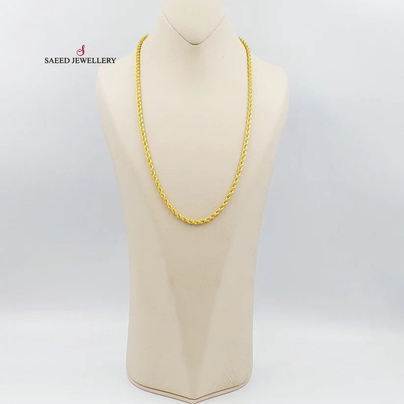 21K Gold Medium Thickness Rope Chain by Saeed Jewelry - Image 6