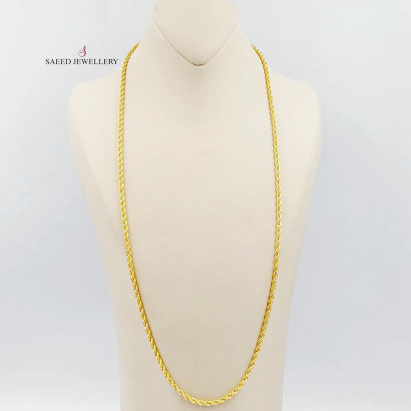 21K Gold Medium Thickness Rope Chain by Saeed Jewelry - Image 9