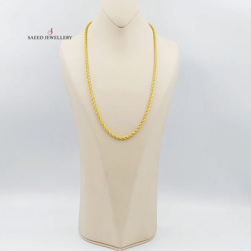 21K Gold Medium Thickness Rope Chain by Saeed Jewelry - Image 9