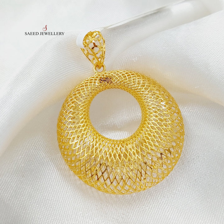 21K Gold Hollow Moon Pendant by Saeed Jewelry - Image 3