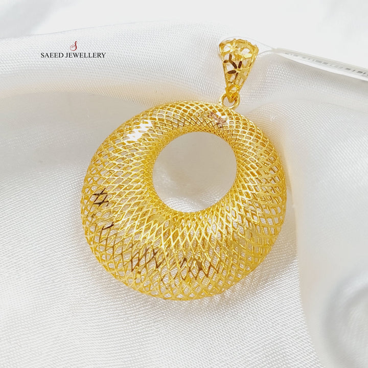 21K Gold Hollow Moon Pendant by Saeed Jewelry - Image 4