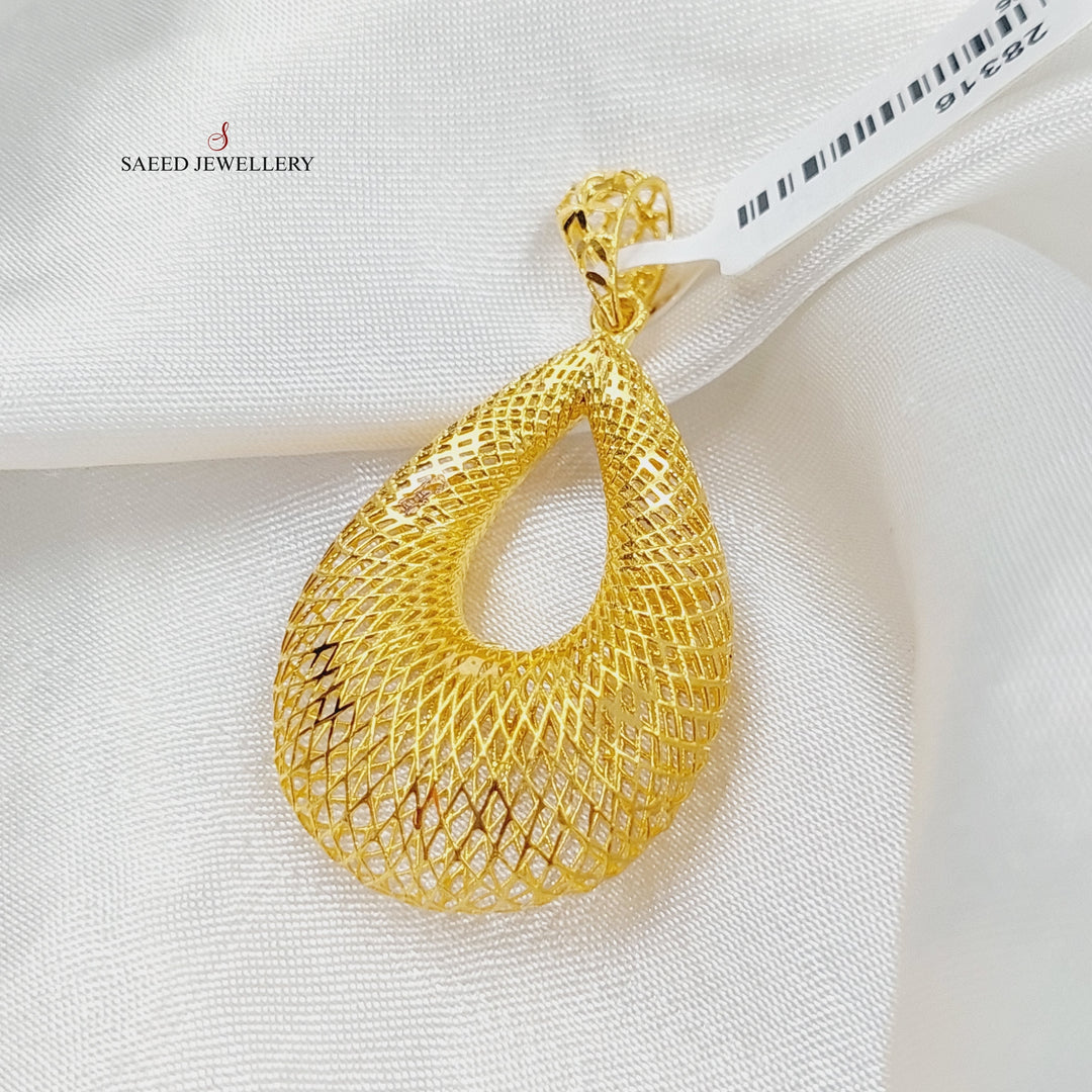 21K Gold Hollow Moon Pendant by Saeed Jewelry - Image 3