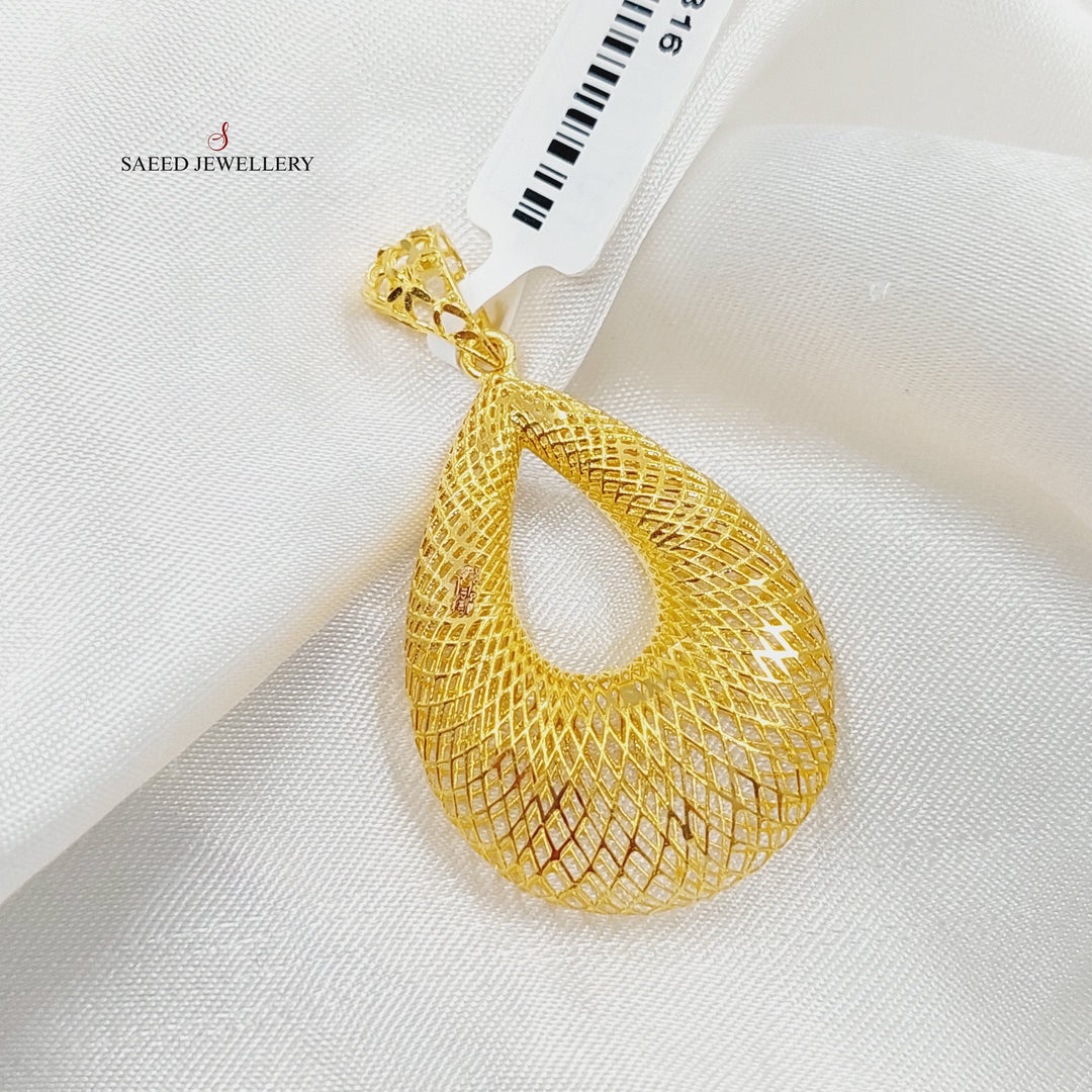 21K Gold Hollow Moon Pendant by Saeed Jewelry - Image 4