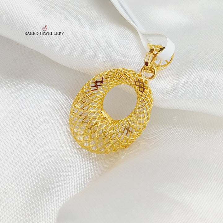 21K Gold Hollow Moon Pendant by Saeed Jewelry - Image 4