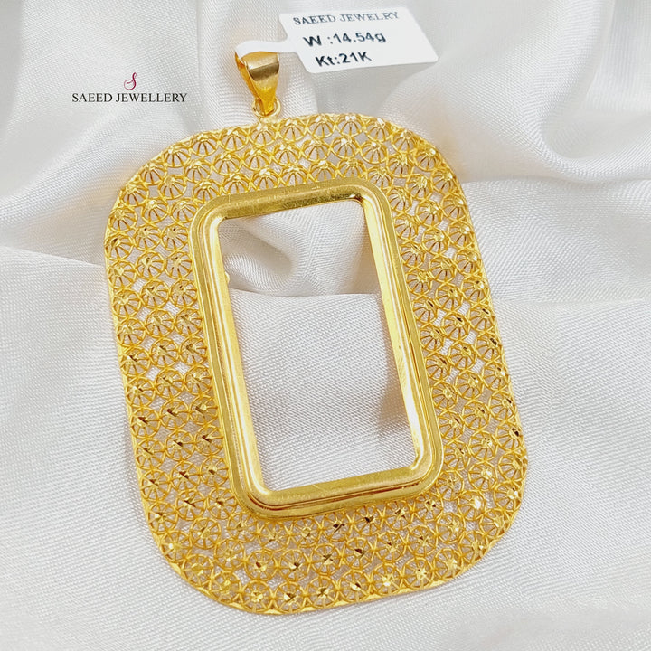 21K Gold Ounce Frame Pendant by Saeed Jewelry - Image 2