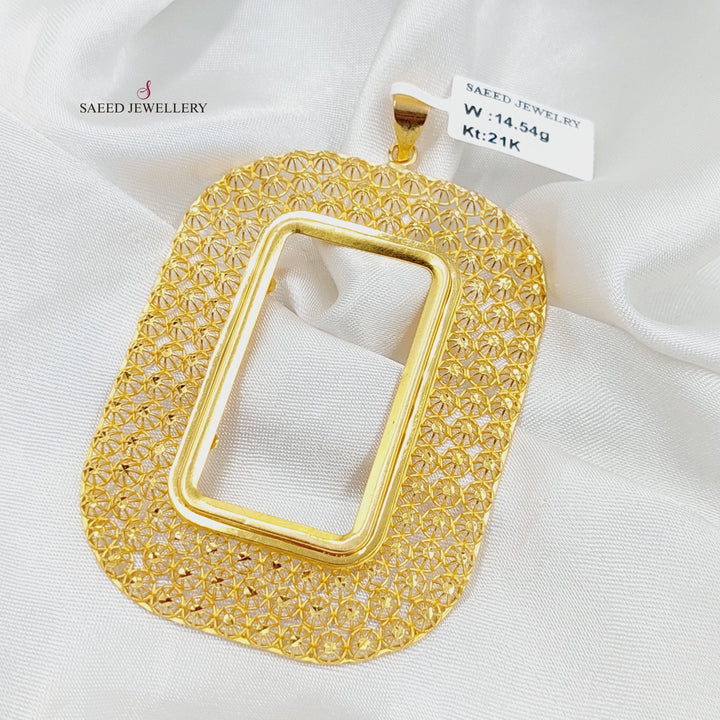 21K Gold Ounce Frame Pendant by Saeed Jewelry - Image 1