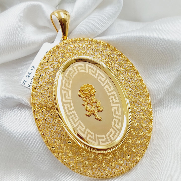 21K Gold Ounce Rose Pendant by Saeed Jewelry - Image 3