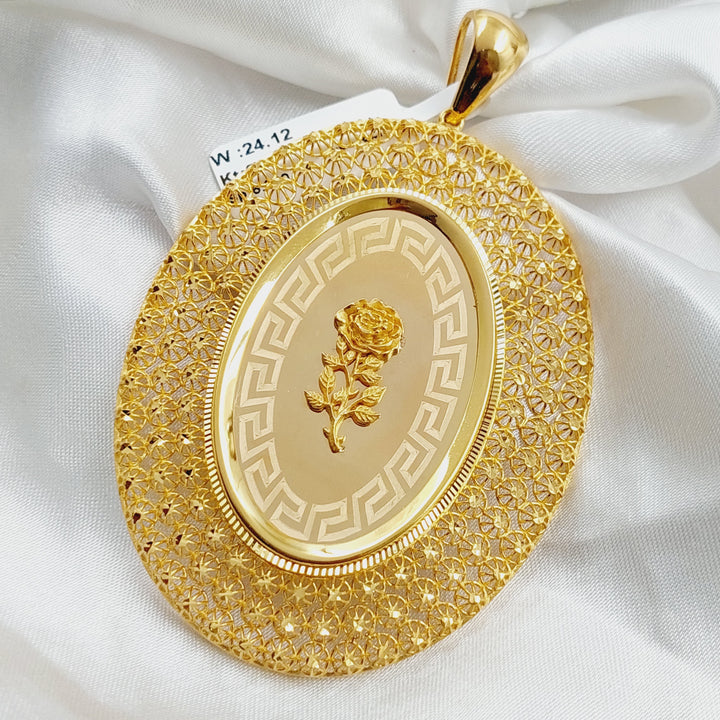 21K Gold Ounce Rose Pendant by Saeed Jewelry - Image 4