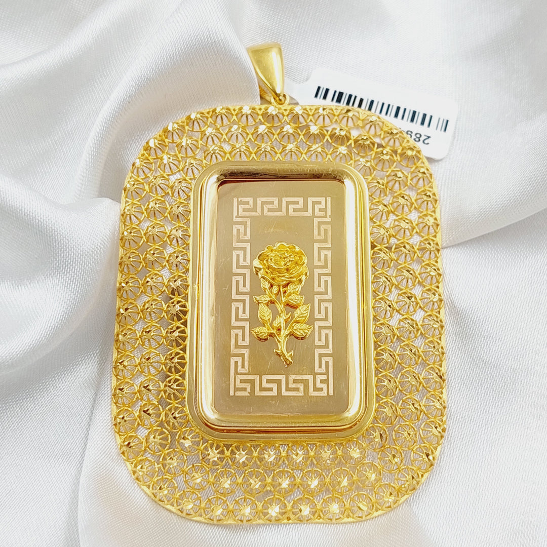 21K Gold Ounce Rose Pendant by Saeed Jewelry - Image 5