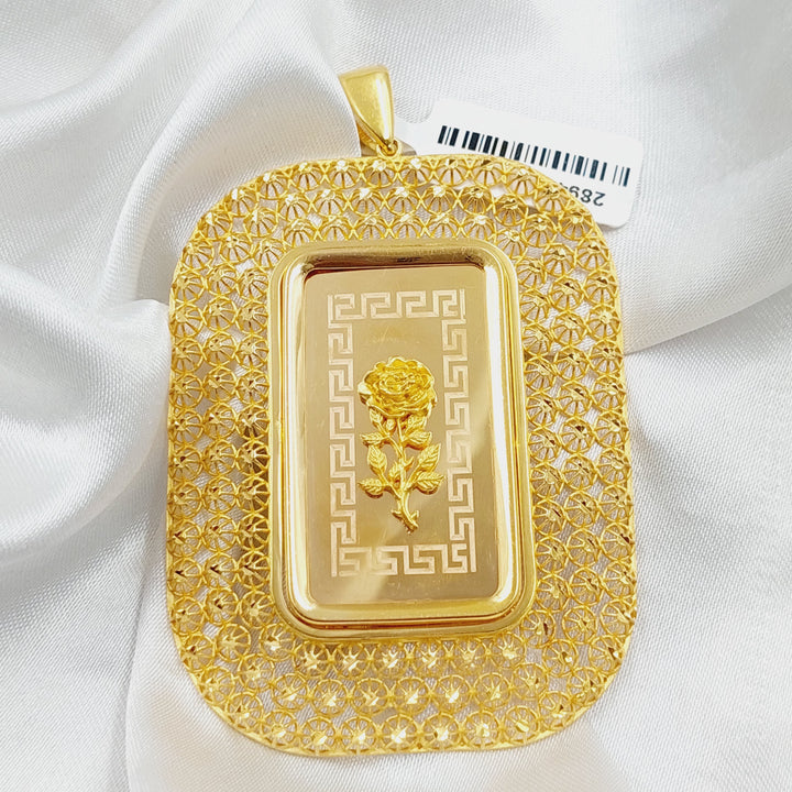 21K Gold Ounce Rose Pendant by Saeed Jewelry - Image 1