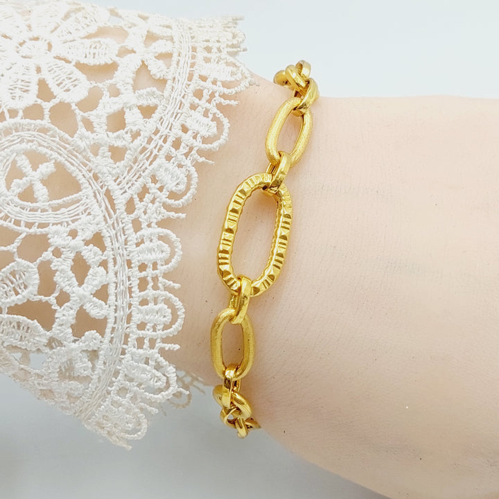 21K Gold Paperclip Bracelet by Saeed Jewelry - Image 2