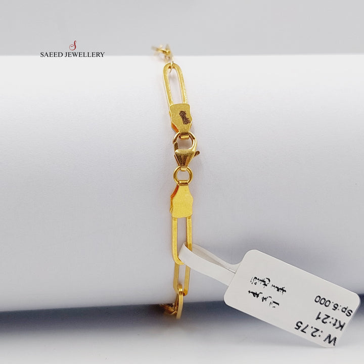 21K Gold Paperclip Bracelet by Saeed Jewelry - Image 3