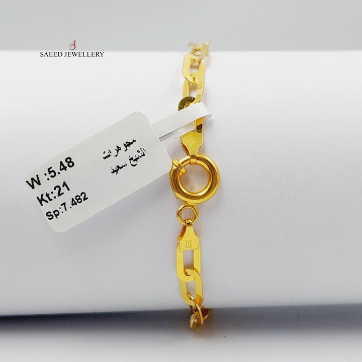 21K Gold Paperclip Bracelet by Saeed Jewelry - Image 2