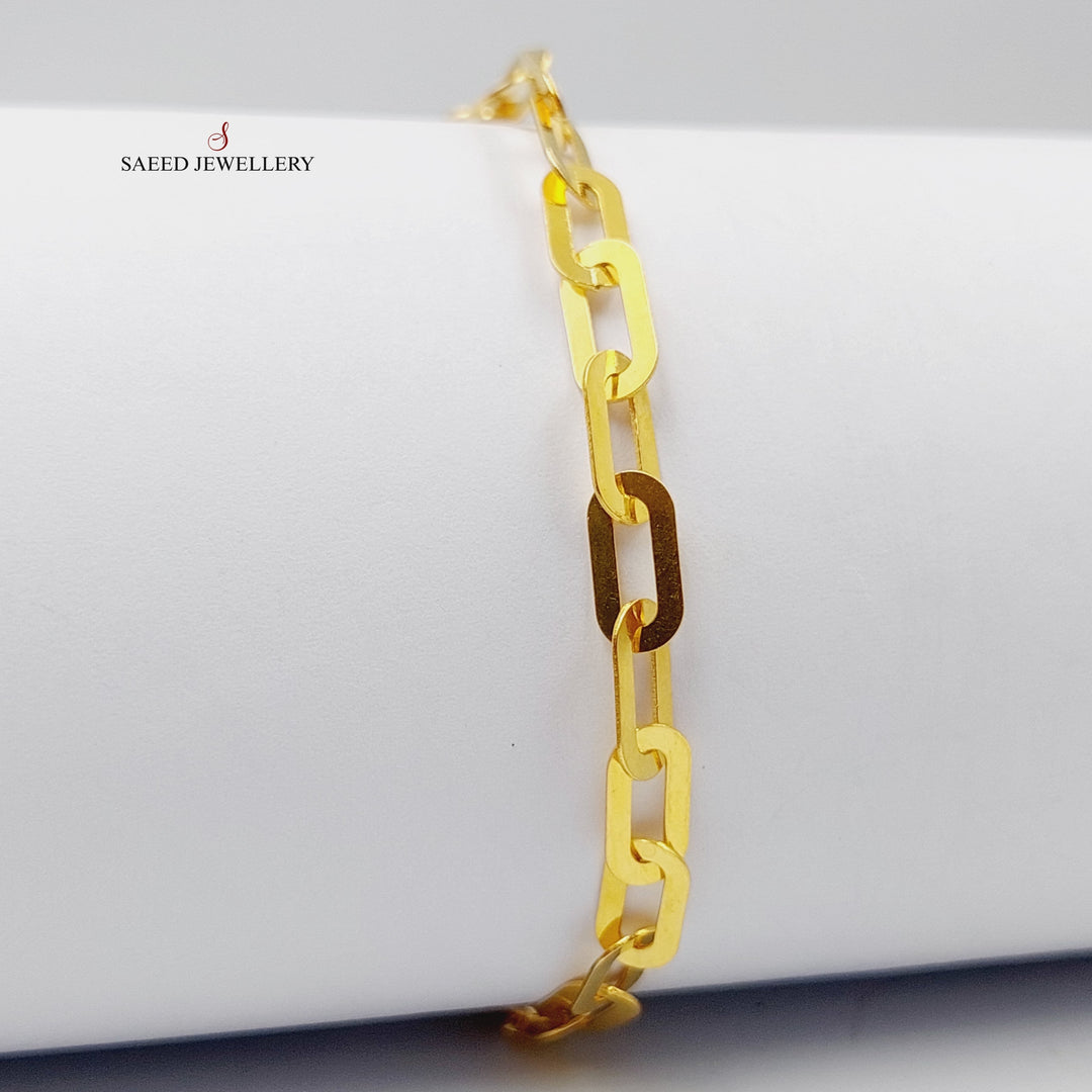 21K Gold Paperclip Bracelet by Saeed Jewelry - Image 3