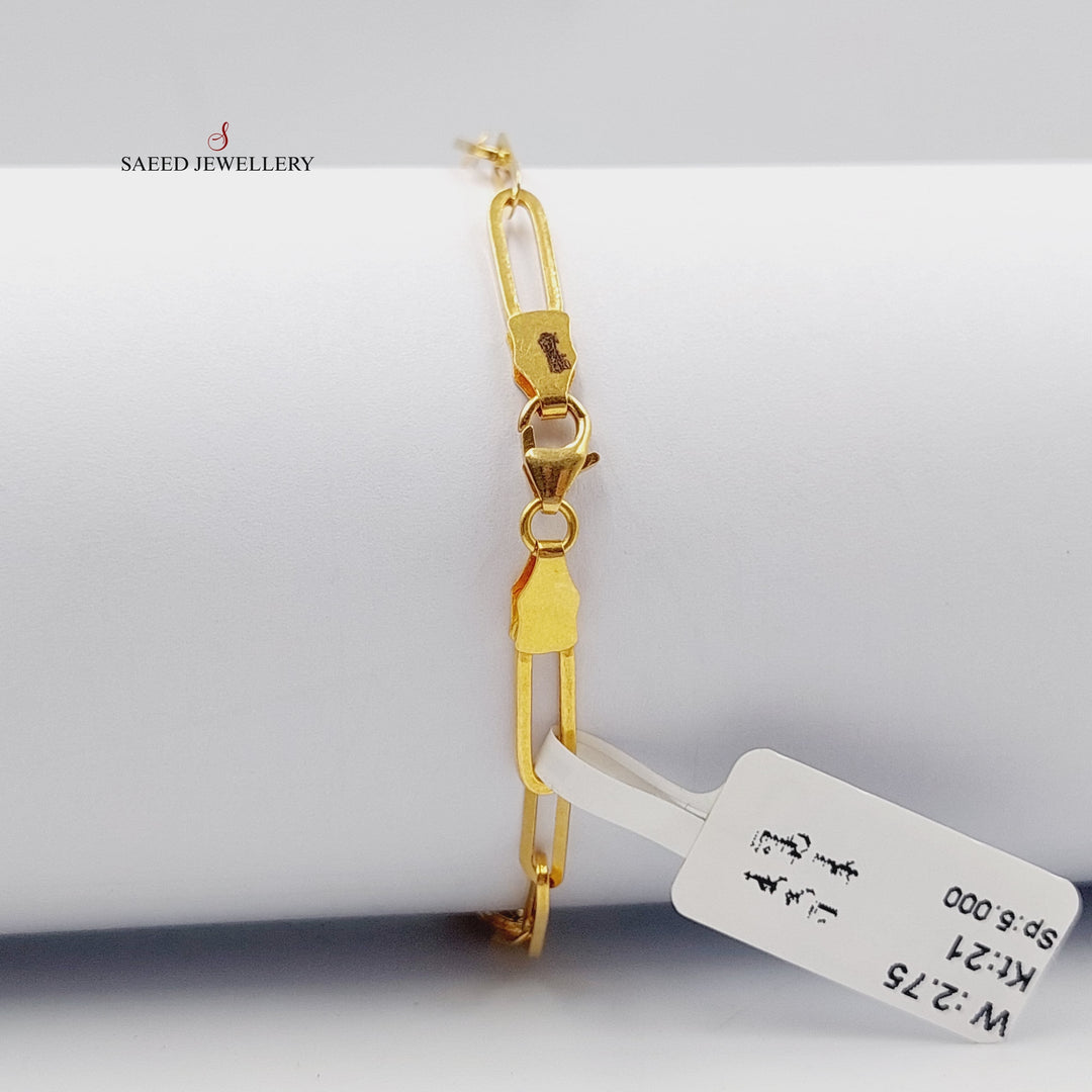 21K Gold Paperclip Bracelet by Saeed Jewelry - Image 2