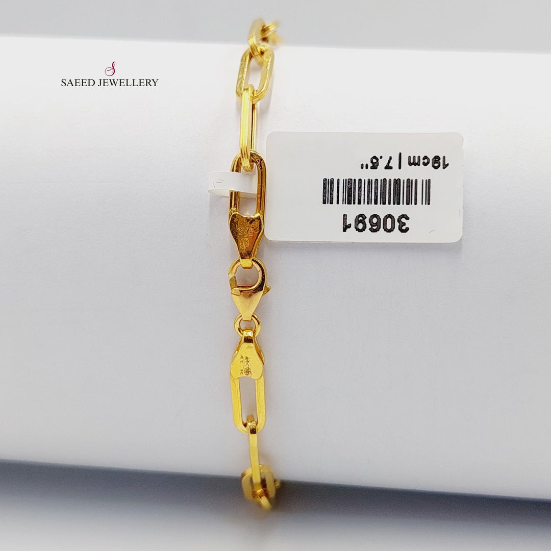 21K Gold Paperclip Bracelet by Saeed Jewelry - Image 2