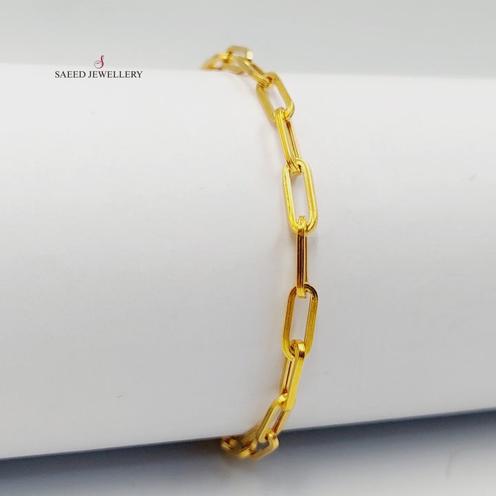 21K Gold Paperclip Bracelet by Saeed Jewelry - Image 3