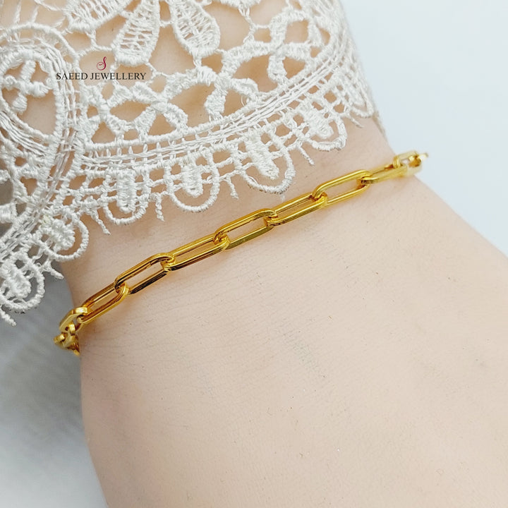 21K Gold Paperclip Bracelet by Saeed Jewelry - Image 5